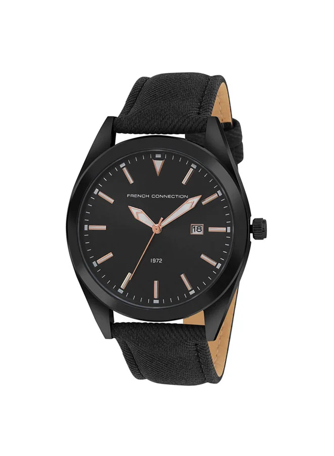 French Connection 42mm Men's Quartz Watch with Black Dial