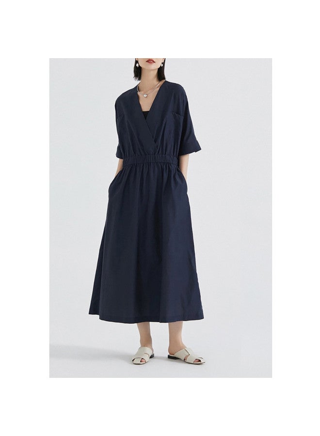 XINYANG Women's Dress 2025 Summer Cotton-silk Blend Artistic Design Slimming Niche Hollow-out Casual Maxi Dress - Image 2