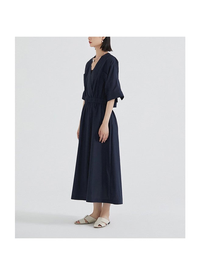 XINYANG Women's Dress 2025 Summer Cotton-silk Blend Artistic Design Slimming Niche Hollow-out Casual Maxi Dress - Image 4