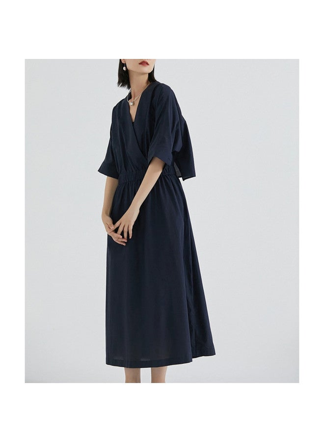 XINYANG Women's Dress 2025 Summer Cotton-silk Blend Artistic Design Slimming Niche Hollow-out Casual Maxi Dress - Image 5