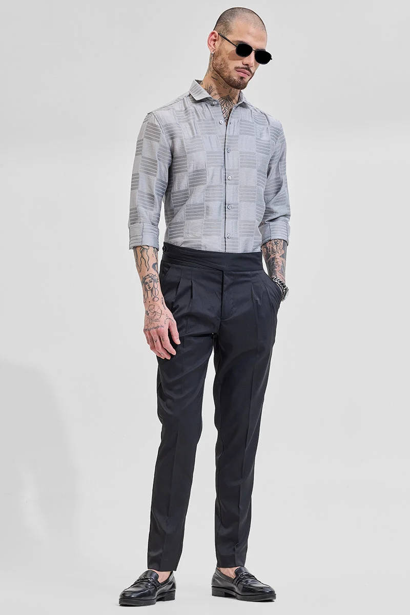 SNITCH Black Stretch Slim Fit Trouser