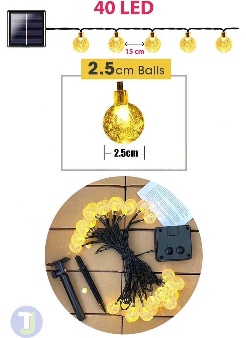 40 Ball Led 8 Meters Solar Crystal Garden Decoration Lighting Yellow Light Solar Powered - pzsku/ZC4C7A15BFD53B8166C89Z/45/_/1728062568/614e1c2f-19aa-47fd-92f8-69c3b08b0330