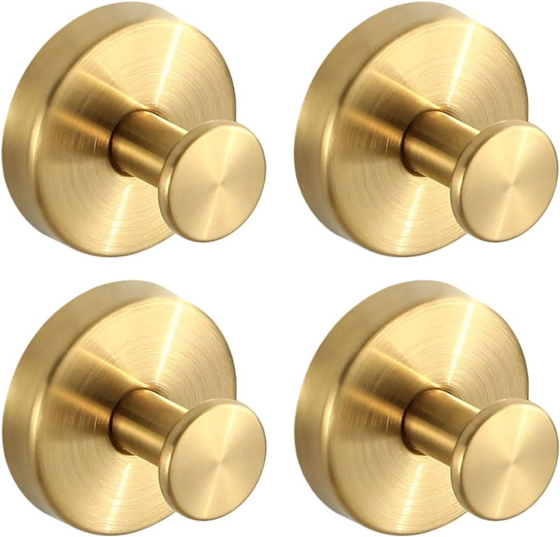 Getaria Shower Suction Cup Hooks, Heavy Duty Bathroom Wall Hooks for Towels, Robes, Loofahs, Removable Metal Hook for Tile Glass Mirror, No Drill (4, Gold) - Image 1