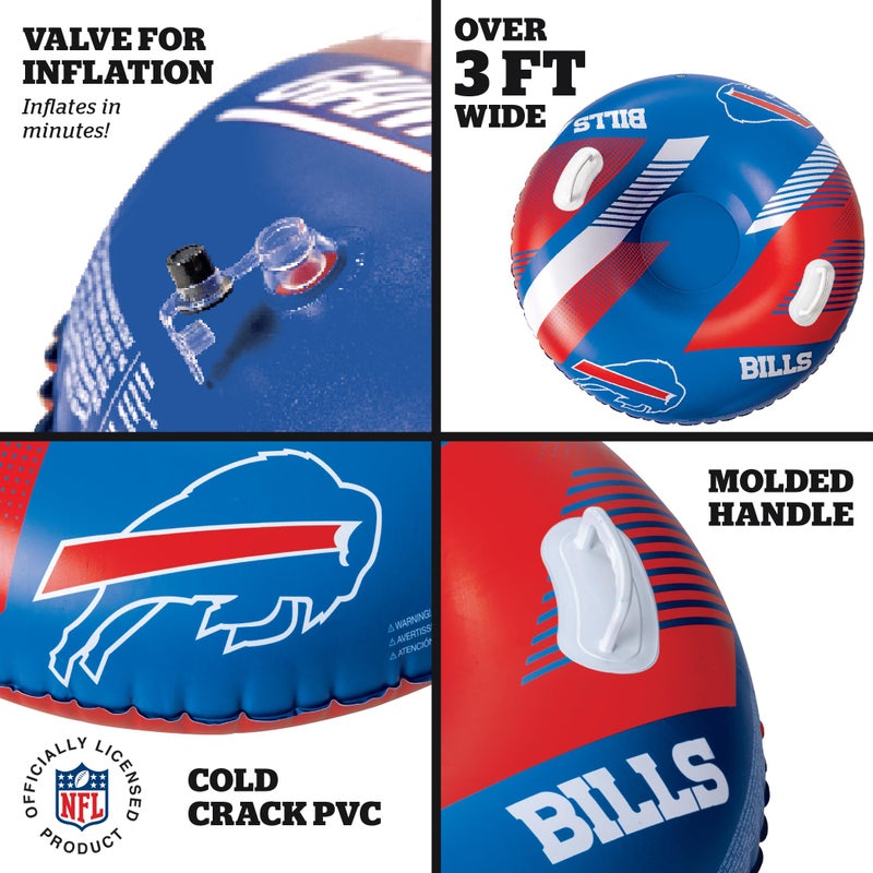 بيج ماوث ألعاب BigMouth Buffalo Bills NFL Fan Gear الخارجية مرخصة رسميًا - أنبوب ثلج قابل للنفخ بمقابض - Image 3
