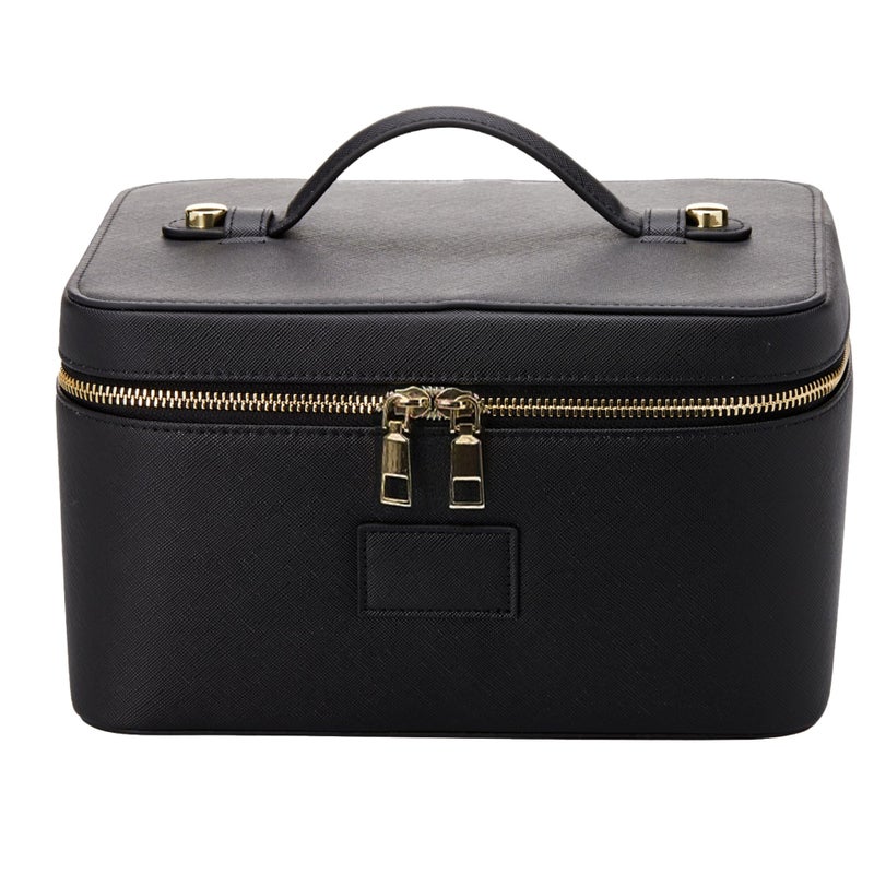 Waterproof PU Leather Cosmetic Bag with Compartments, Large Capacity Portable Toiletry Bag for Travel and Daily Use - Image 1
