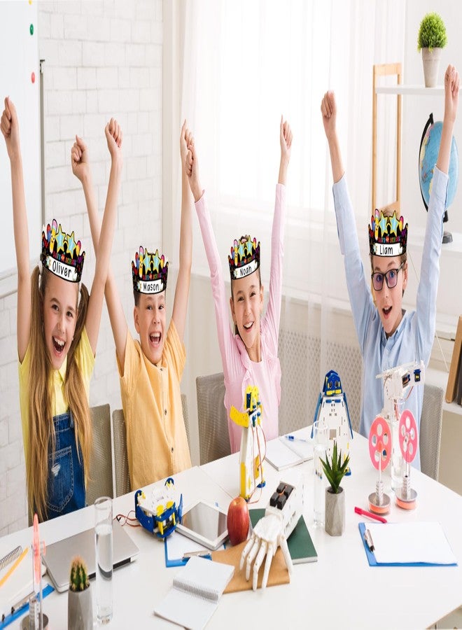 HEYINSHEN 24 Pcs 100 Days Paper Crowns Name DIY 100th Day of School Crown for Kids 100 Days Adjustable Paper Hats Celebration Party Favors Supplies for Classroom School Party Decorations for Kids - Image 4