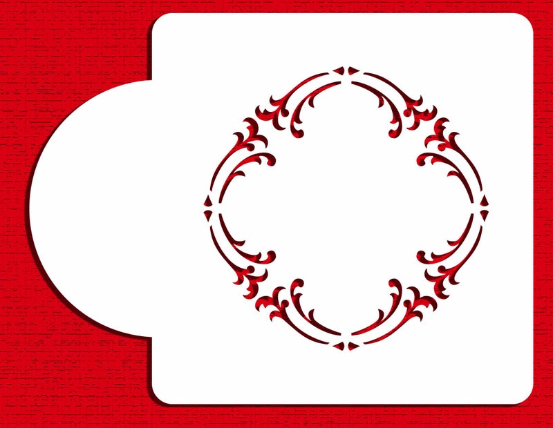 Designer Stencils C710 Royal Damask Cake Stencil Tier 1 Beigesemitransparent