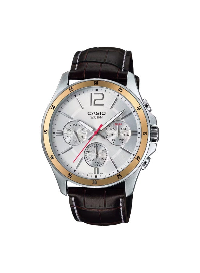 CASIO Men's Stainless Steel Analog Quartz Watch MTP-1374L-7AVDF - 47 mm - Brown