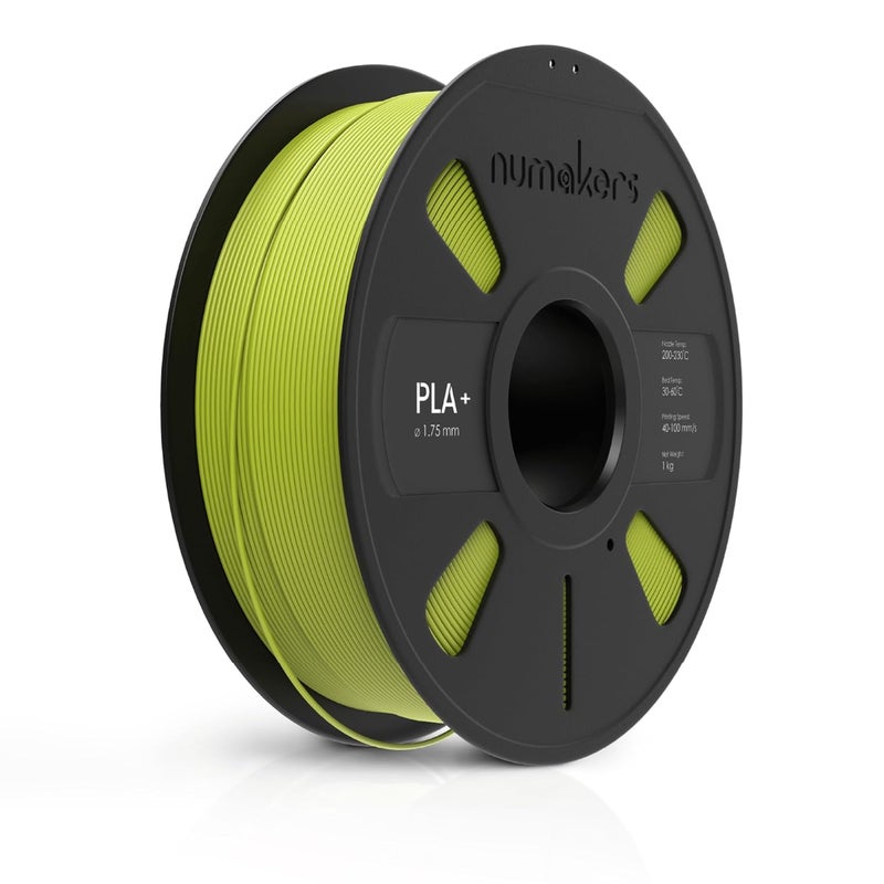 NUMAKERS PLA+ 3D Printer Filament, 1.75mm, Dimensional Accuracy +/- 0.03 mm, 1 kg Spool (2.2 lbs), Compatible with Most FDM Printers (Ryobix Green) - Image 1