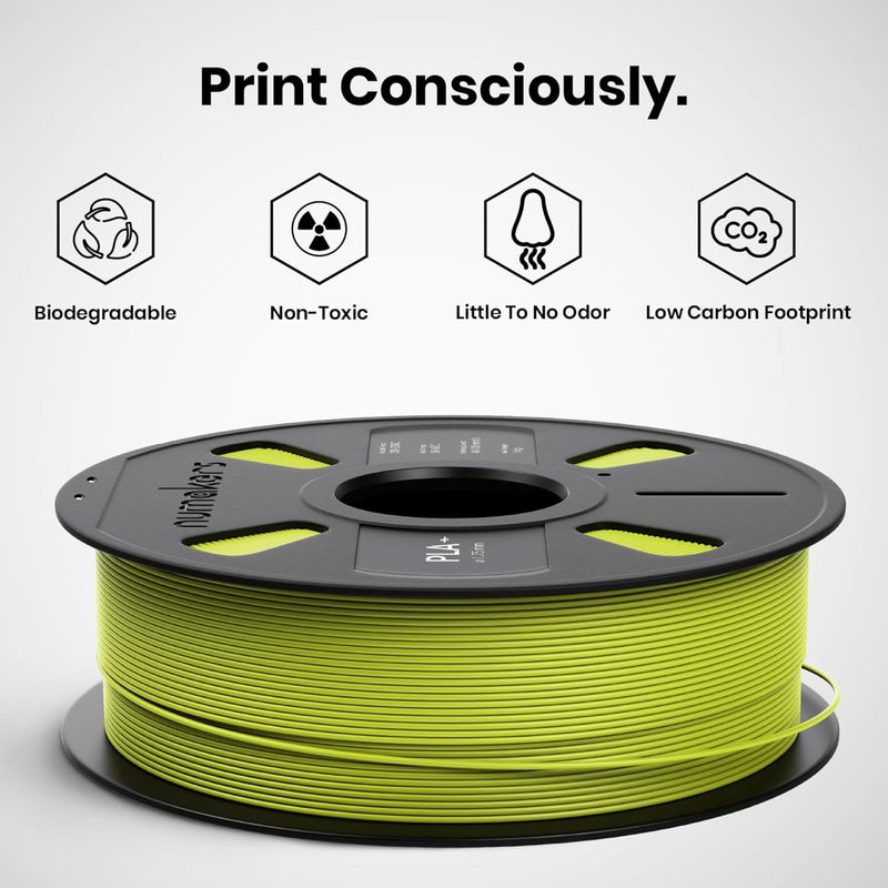 NUMAKERS PLA+ 3D Printer Filament, 1.75mm, Dimensional Accuracy +/- 0.03 mm, 1 kg Spool (2.2 lbs), Compatible with Most FDM Printers (Ryobix Green) - Image 4