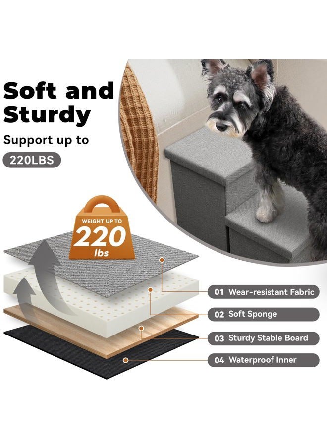 Zerbuger Dog Stairs 23" H, 4-Step Wider Dog Steps for High Beds Window, Folding Storage Pet Stairs Gift for Small/Medium/Large Old Dogs Cats, Ramp for Climbing Car Up to 200 lbs (Gray, with Condo) - Image 5