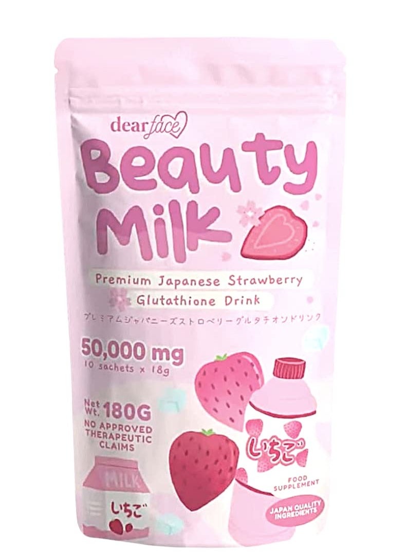 dear face - Beauty Milk 180 G Premium Japanese Strawberry Glutathione Drink - Image 1