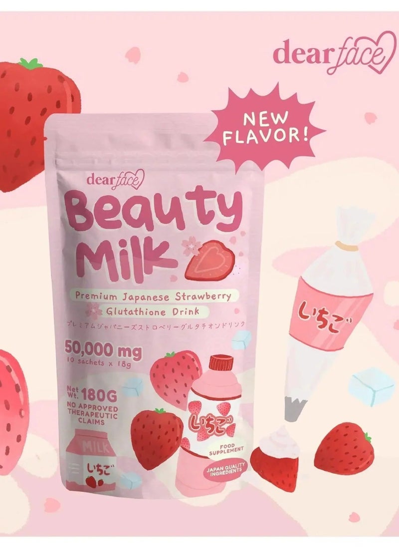 dear face - Beauty Milk 180 G Premium Japanese Strawberry Glutathione Drink - Image 1