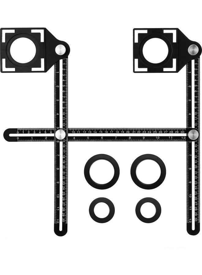 NIBEMINENT Aluminum Alloy Multifunctional Ruler Black - Image 1