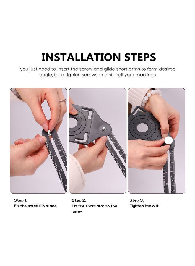 NIBEMINENT Aluminum Alloy Multifunctional Ruler Black - Image 4