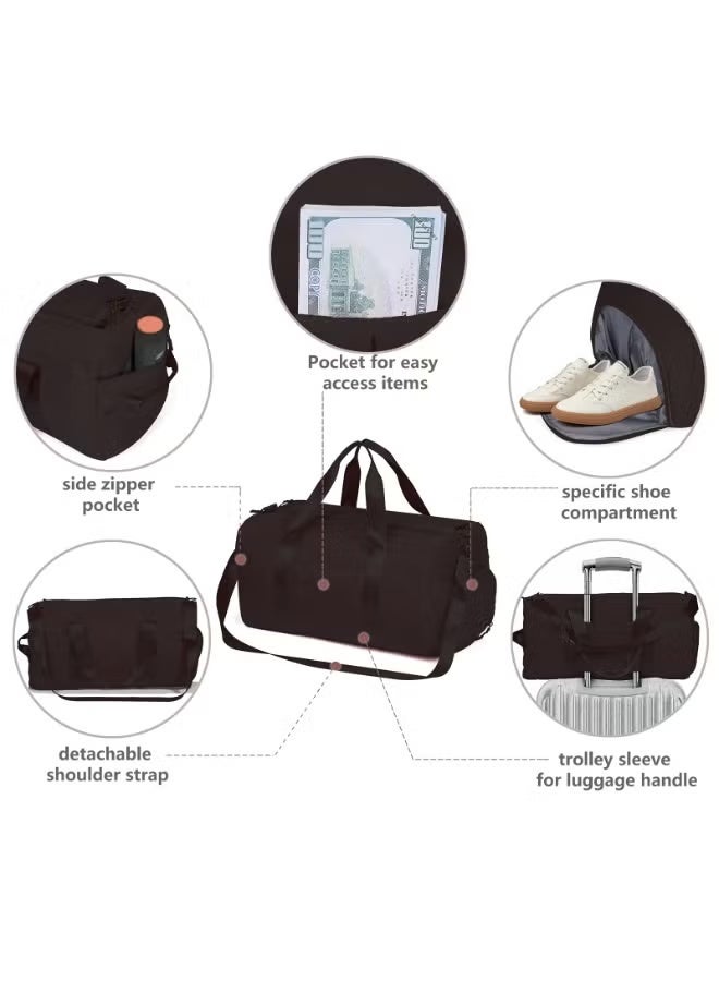 XUN Large Travel Duffel Bag – Weekender Duffle with Zipper, Water-Resistant Overnight Bag for Men and Women, Gym or Travel Use, Black - Image 2