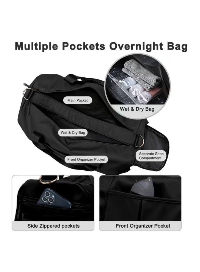 XUN Large Travel Duffel Bag – Weekender Duffle with Zipper, Water-Resistant Overnight Bag for Men and Women, Gym or Travel Use, Black - Image 4