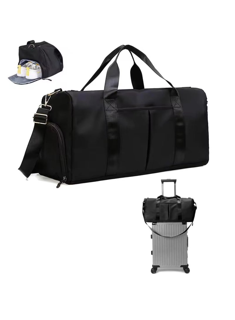 XUN Large Travel Duffel Bag – Weekender Duffle with Zipper, Water-Resistant Overnight Bag for Men and Women, Gym or Travel Use, Black - Image 1