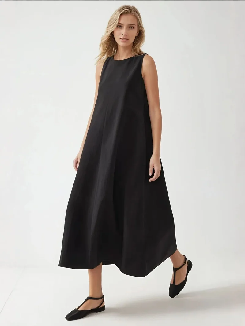 HICCUP Mixray Collection Crew Neck Sleeveless A-Form Maxi Dress