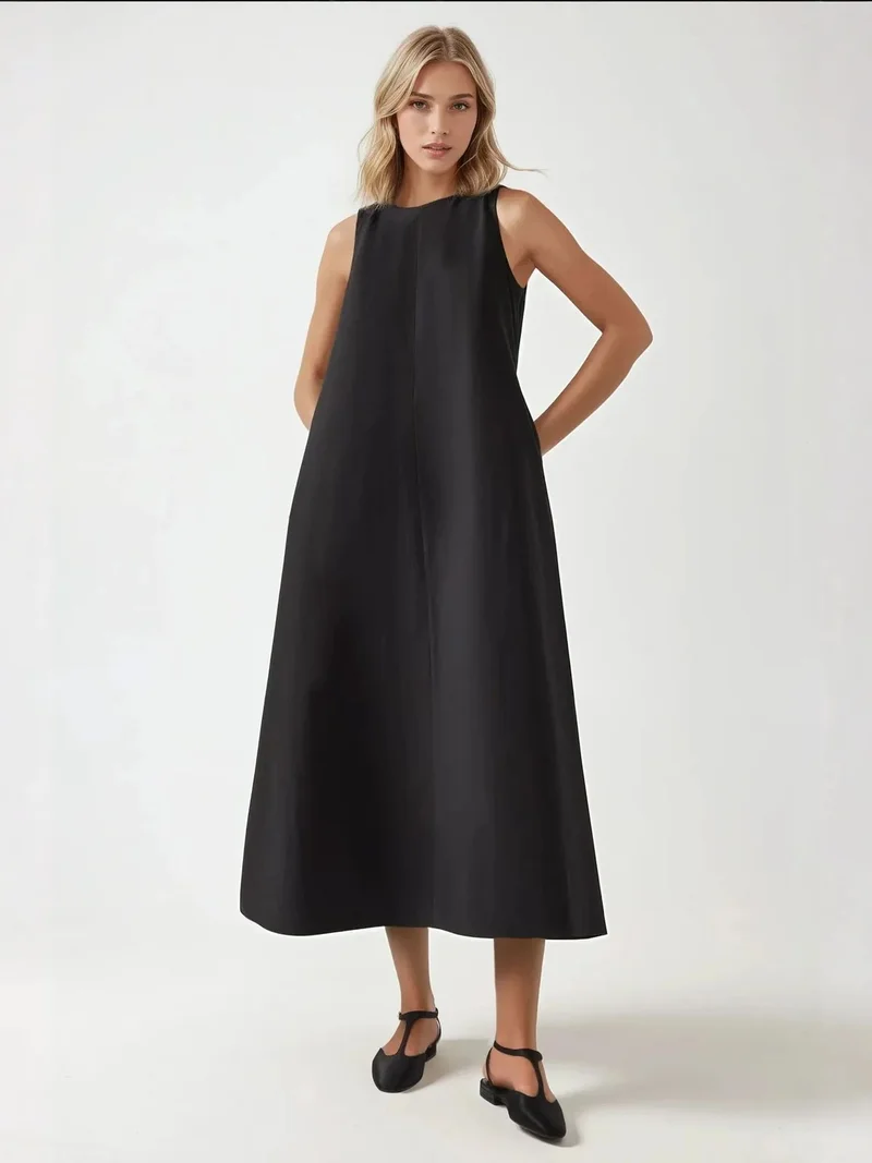 HICCUP Mixray Collection Crew Neck Sleeveless A-Form Maxi Dress