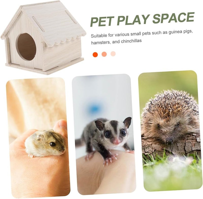 Wooden Small Animal House Hut 11x9 5x10cm 3pcs Guinea Pig Hamster Habitat - Image 4