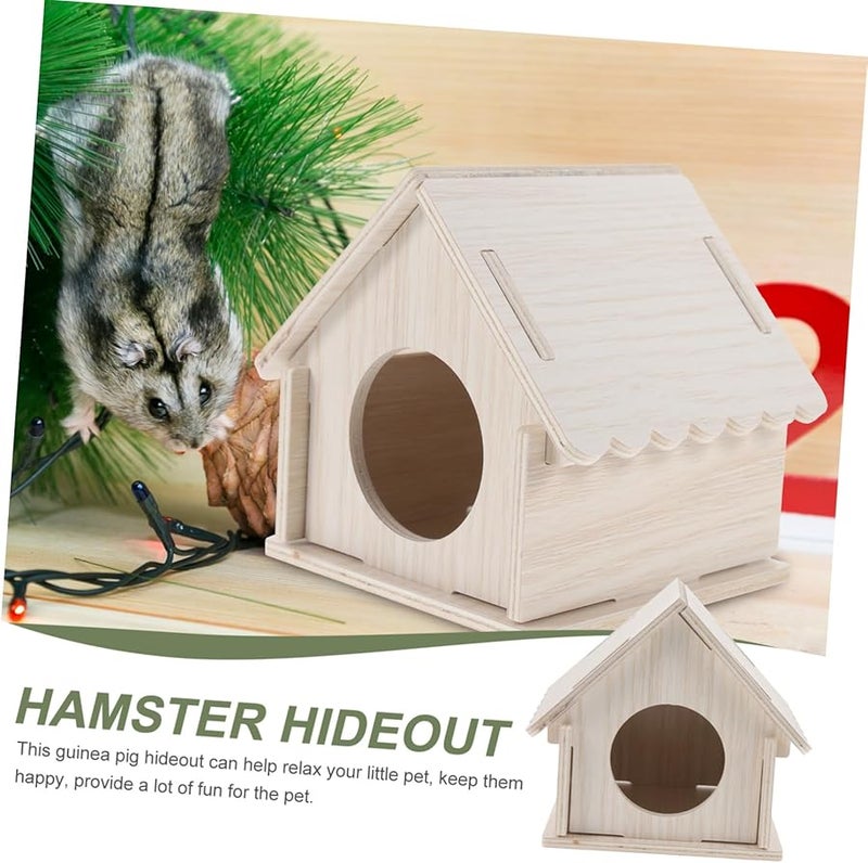 Wooden Small Animal House Hut 11x9 5x10cm 3pcs Guinea Pig Hamster Habitat - Image 5