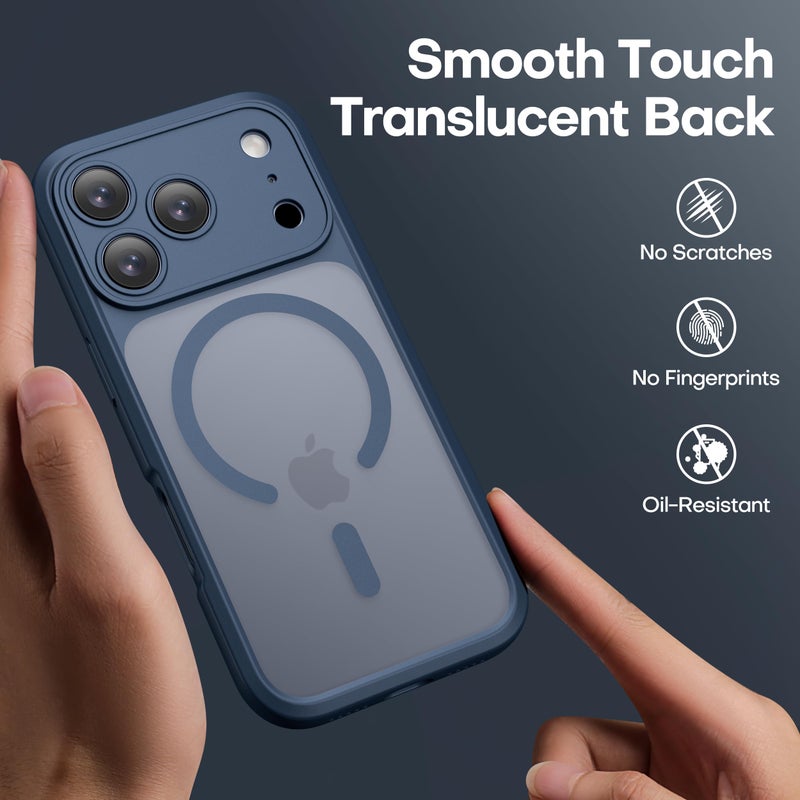 ImpactStrong Magnetic Guard Designed for iPhone 17 Pro Max Case [Camera Protection] [Military Grade Drop Tested] [Compatible with MagSafe] Slim Translucent Matte Phone Case (6.9") - Navy Blue - Image 3