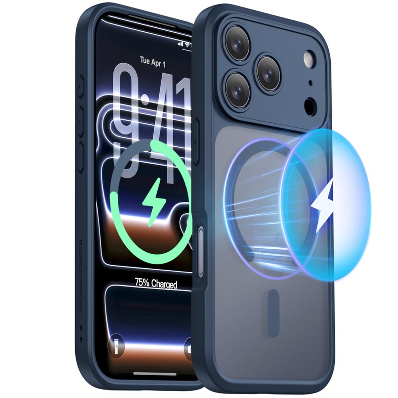 ImpactStrong Magnetic Guard Designed for iPhone 17 Pro Max Case [Camera Protection] [Military Grade Drop Tested] [Compatible with MagSafe] Slim Translucent Matte Phone Case (6.9") - Navy Blue - Image 2