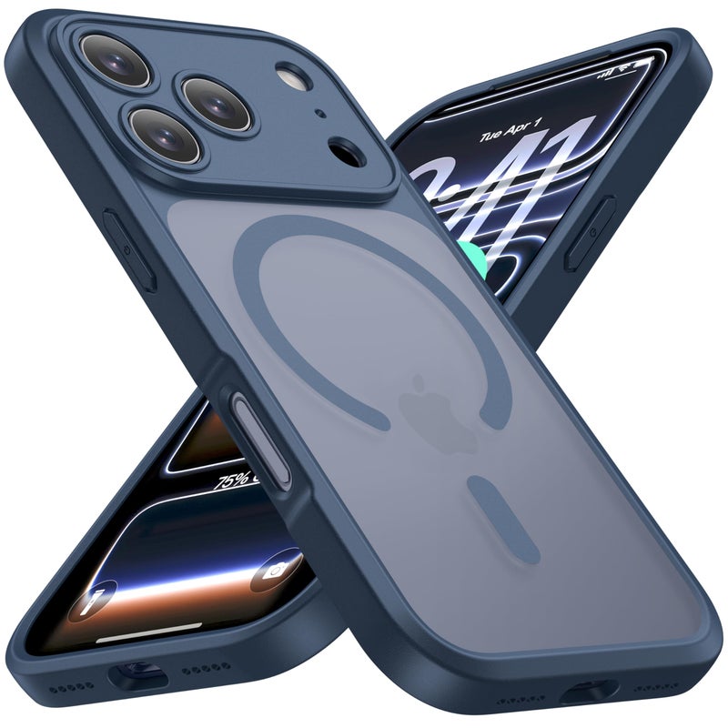 ImpactStrong Magnetic Guard Designed for iPhone 17 Pro Max Case [Camera Protection] [Military Grade Drop Tested] [Compatible with MagSafe] Slim Translucent Matte Phone Case (6.9") - Navy Blue - Image 1