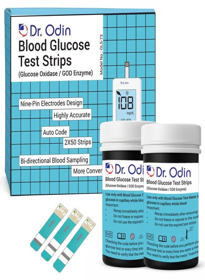 Dr.Odin Dr. Odin GLS-73 GOD Glucose Test Strips, 2x50 Strips, GOD WHITE Meter Compatible, Bi-Directional Sampling, Auto Coding, Hygienic and Accurate (100 Test Strips) - Image 1
