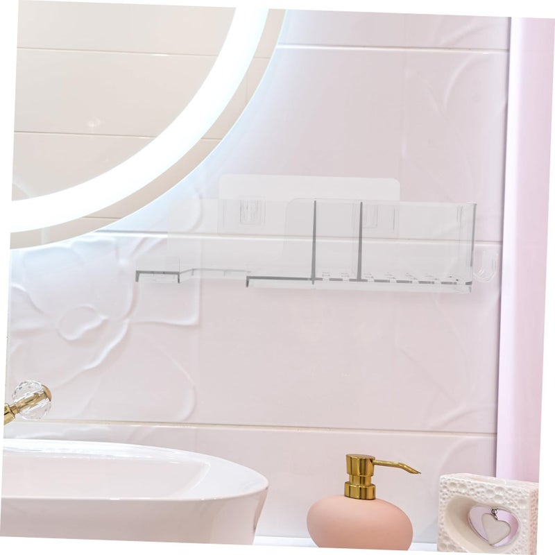 Wall Mounted Hair Dryer Holder with Punch Storage Shelf Smooth Edges Easy Install Space Saving - Image 3