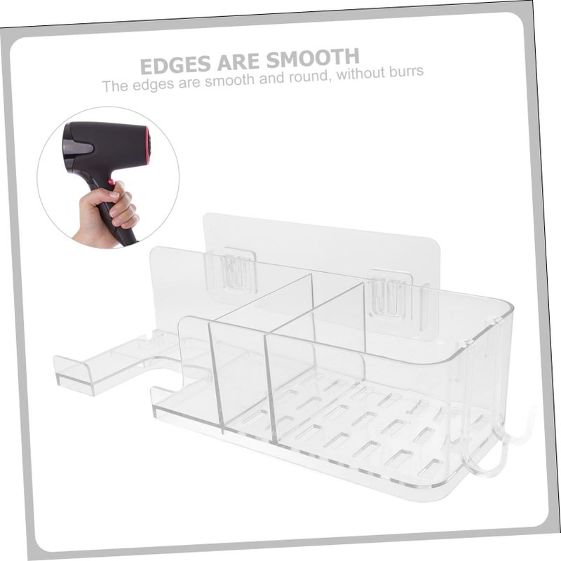 Wall Mounted Hair Dryer Holder with Punch Storage Shelf Smooth Edges Easy Install Space Saving - Image 5