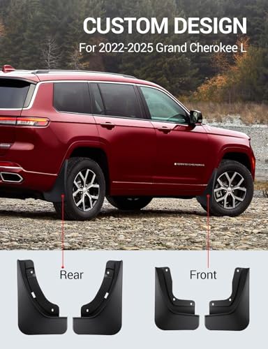 Ecarzo Mud Flaps Compatible with Jeep Grand Cherokee L 2025 2024 2023 2022 2021 3-Row No Drilling Required All Weather Mud Splash Guards Mudflap Front & Rear Jeep Grand Cherokee L Accessories 4pc Set - Image 2
