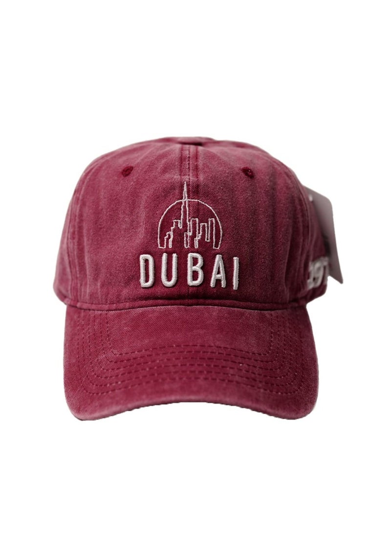 Dubshi Dubai Cap with Embroidery Maroon - Image 1