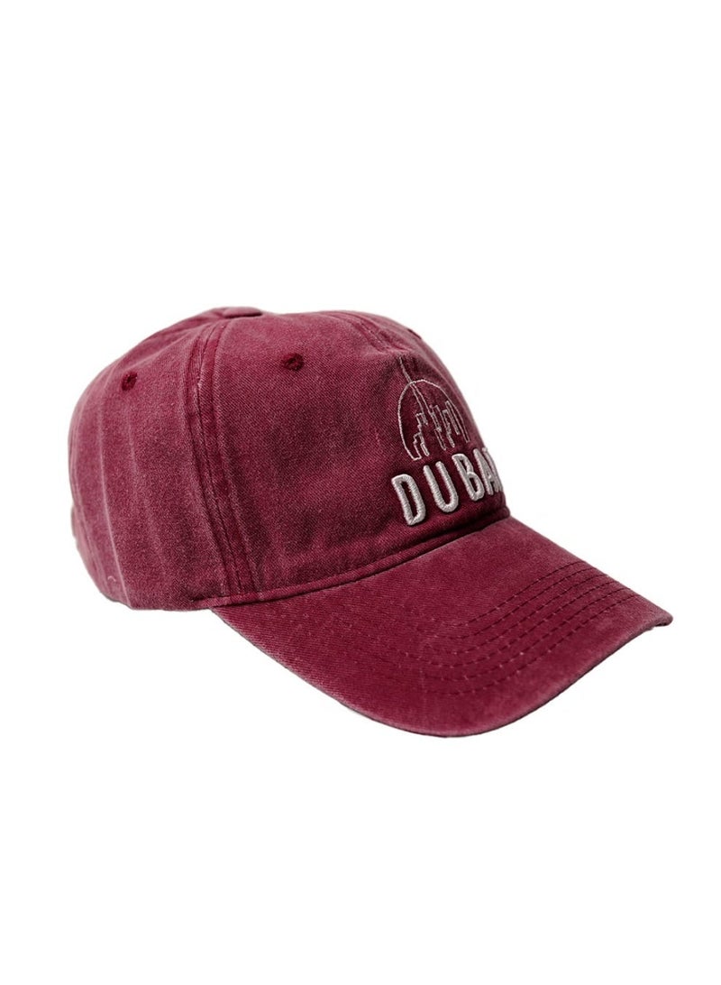 Dubshi Dubai Cap with Embroidery Maroon - Image 3