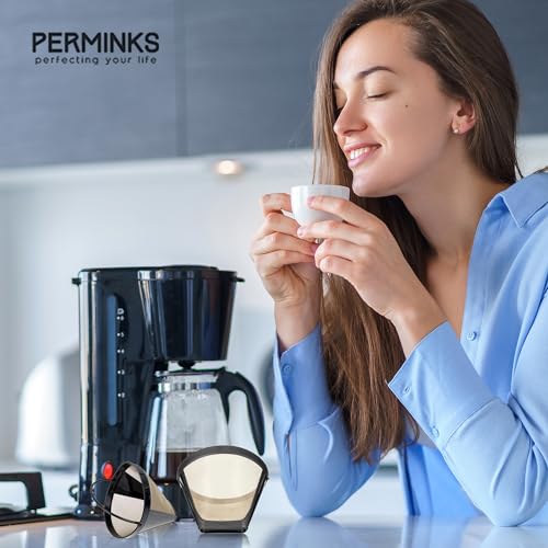 PERMINKS Reusable #4 Gold Tone Mesh Cone Coffee Maker Filter Basket - exact Replacement for Cuisinart, Ninja, Hamilton Beach, Breville, Moccamaster, Bonavita, Farberware, 1pc - Image 5