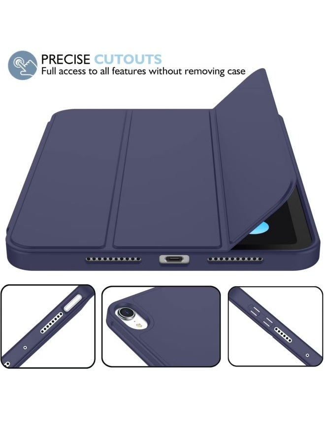 DUSALA New iPad Mini 7 Case 8.3 Inch 2024 A17 (7th Gen) with Pencil Holder - Trifold Stand Smart Cover with Soft TPU Back, Auto Wake/Sleep Function(Navy) - Image 2