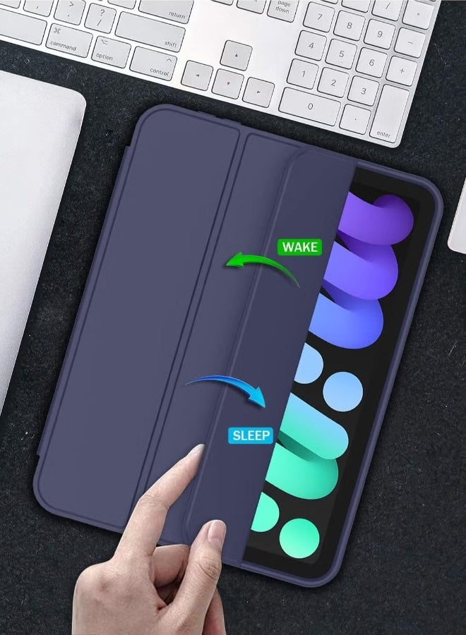 DUSALA New iPad Mini 7 Case 8.3 Inch 2024 A17 (7th Gen) with Pencil Holder - Trifold Stand Smart Cover with Soft TPU Back, Auto Wake/Sleep Function(Navy) - Image 4