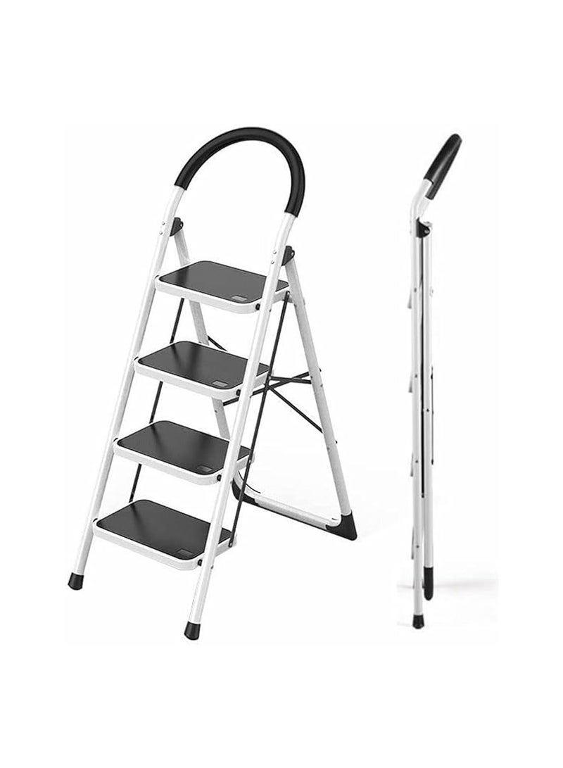 Yuwell 4 Steps Ladder Folding Step Stool With Anti Slip Sturdy And Wide Pedal Lightweight Portable Multi Use Stepladder For Home And Kitchen Foldable Ladder Space Saving - Image 1