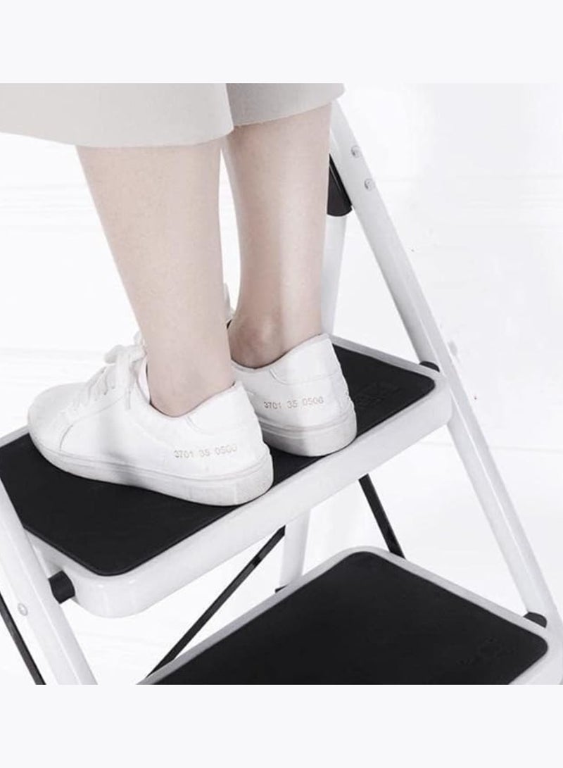 Yuwell 4 Steps Ladder Folding Step Stool With Anti Slip Sturdy And Wide Pedal Lightweight Portable Multi Use Stepladder For Home And Kitchen Foldable Ladder Space Saving - Image 4