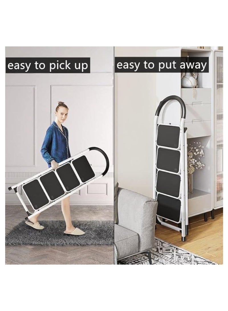 Yuwell 4 Steps Ladder Folding Step Stool With Anti Slip Sturdy And Wide Pedal Lightweight Portable Multi Use Stepladder For Home And Kitchen Foldable Ladder Space Saving - Image 5