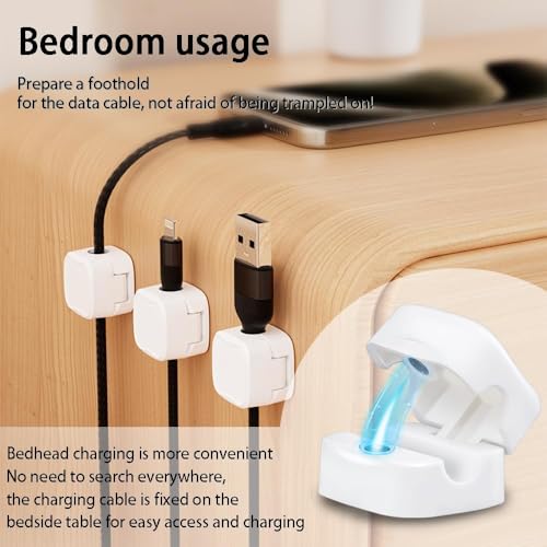 GadgetBite Magnetic Cable Organizer Clips – Self-Adhesive Wire Management Solution for Home and Office,Car,Desk, Management Solution for Data Cable, Power Cords and More (Pack of 8)-Black - Image 5