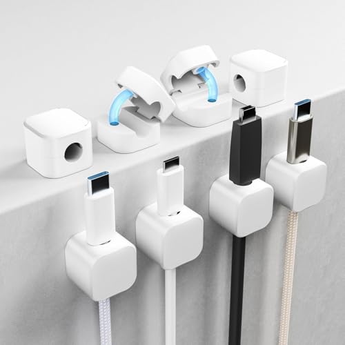 GadgetBite Magnetic Cable Organizer Clips – Self-Adhesive Wire Management Solution for Home and Office,Car,Desk, Management Solution for Data Cable, Power Cords and More (Pack of 8)-Black - Image 1