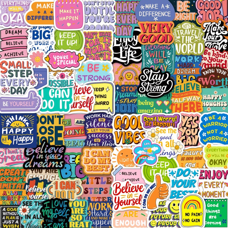 WAKEMOODEI 400PCS Motivational Stickers for Kids Adults Inspirational Vinyl Stickers Positive Affirmation Decals for Water Bottle Journal Laptop Classroom Decor Incentives - Image 2