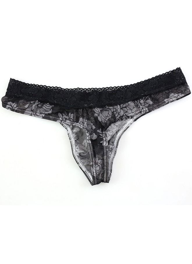 Generic Men's Lingerie Lace Floral Print Thong Panty Breathable Mesh G-string T-back Bikini Briefs Underpants  - Image 5