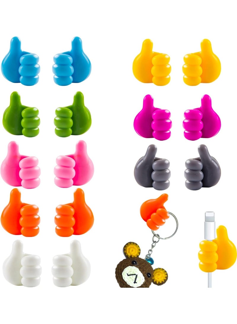 Silicone thumb-raised adhesive wall hook, versatile cable and switch holder and organizer, suitable for home, office, and bedrooms, 16-pack - Image 1
