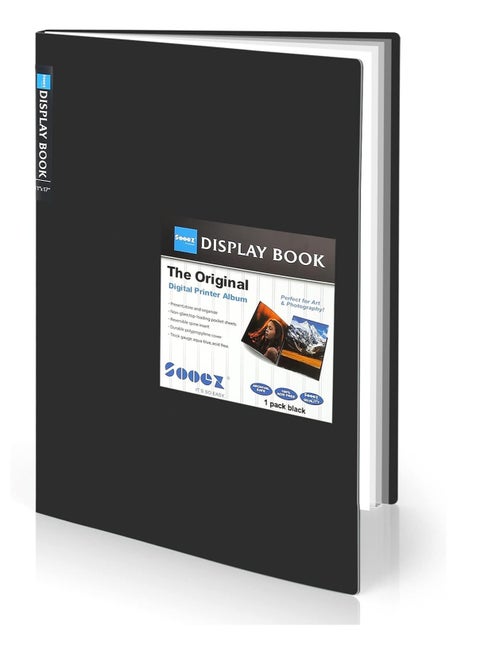 Sooez Art Portfolios 11"x17", Large Portfolio Folder with 30 Pockets & Black Inner Sheets, Display 60 Pages, 11 x 17 Presentation Book