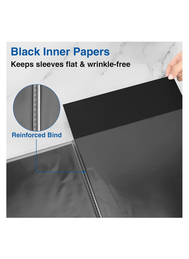 Sooez Art Portfolios 11"x17", Large Portfolio Folder with 30 Pockets & Black Inner Sheets, Display 60 Pages, 11 x 17 Presentation Book