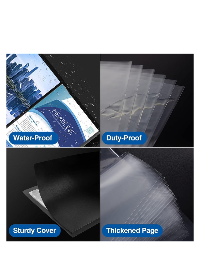 Sooez Art Portfolios 11"x17", Large Portfolio Folder with 30 Pockets & Black Inner Sheets, Display 60 Pages, 11 x 17 Presentation Book