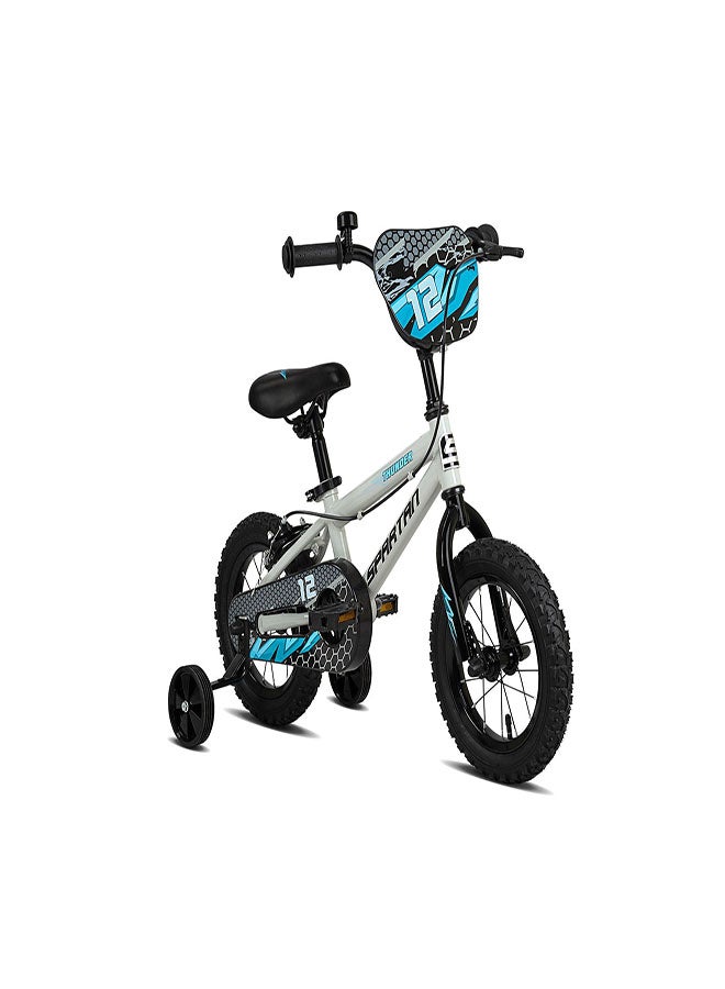 Spartan Thunder Kids Bike | 12 Inch Wheel Size With Training Wheels | Single Speed | Gray Gloss Color  - Image 2